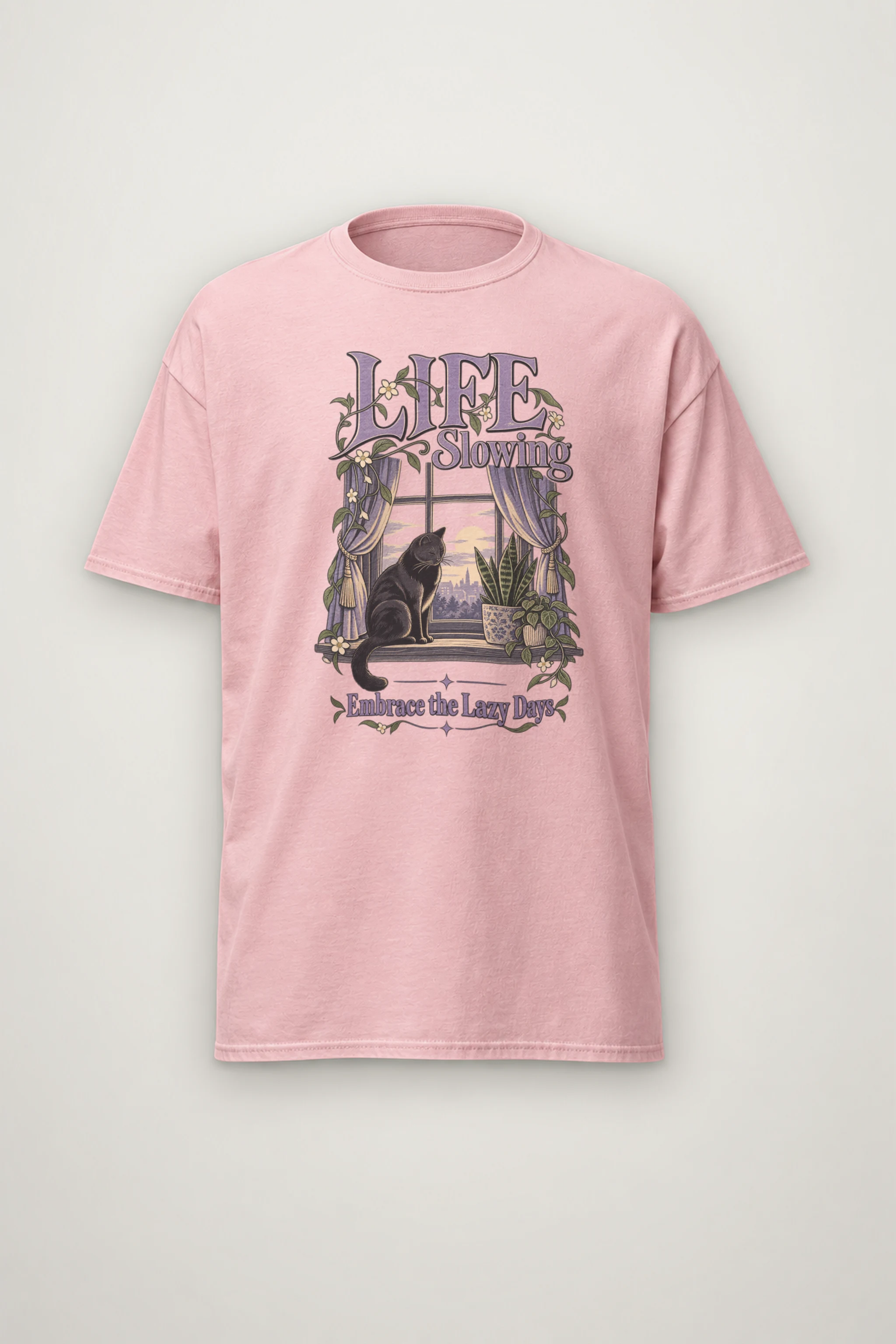 "Embrace Lazy Days" Heavyweight Unisex Crewneck T-shirt