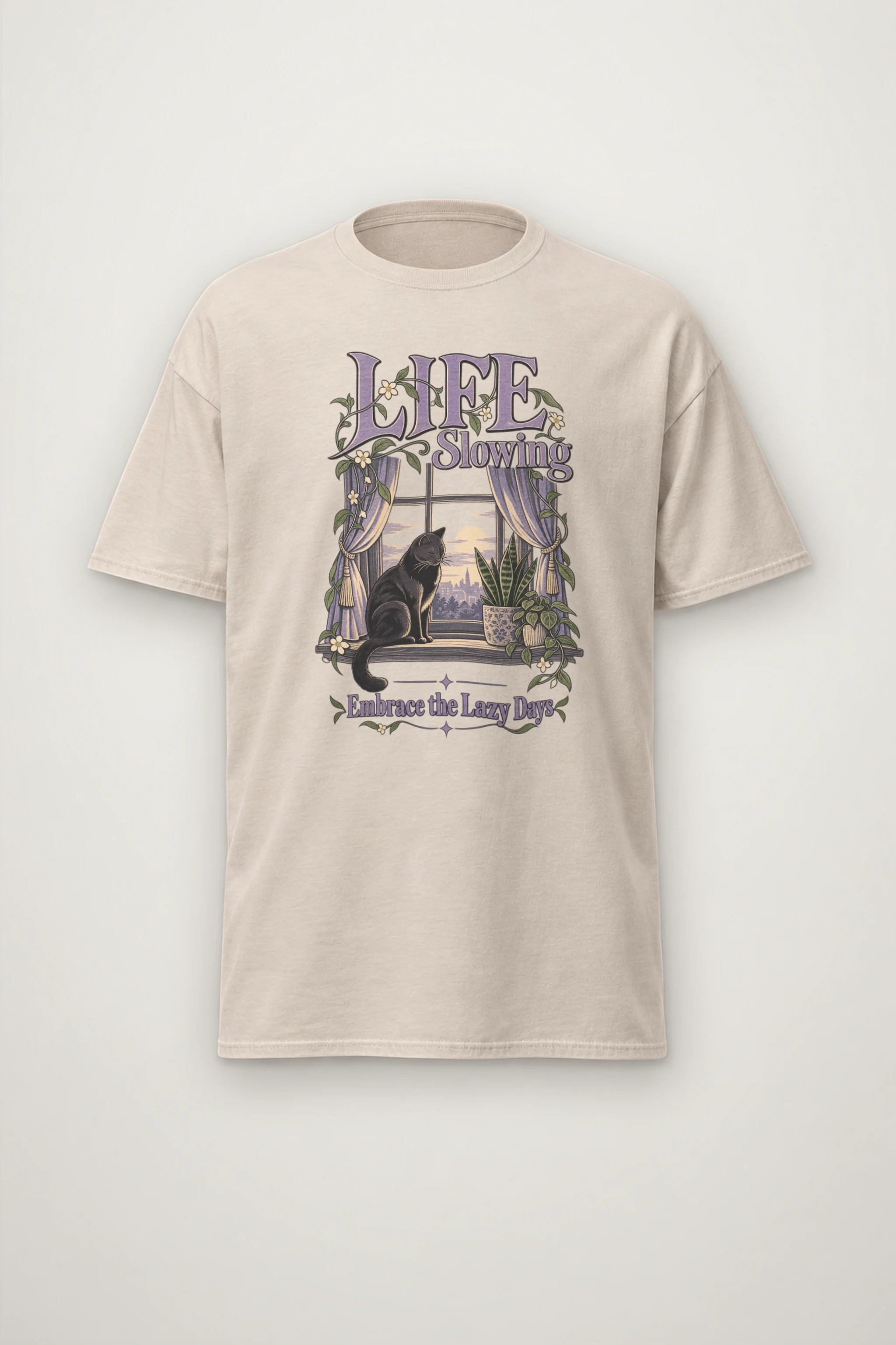 "Embrace Lazy Days" Heavyweight Unisex Crewneck T-shirt