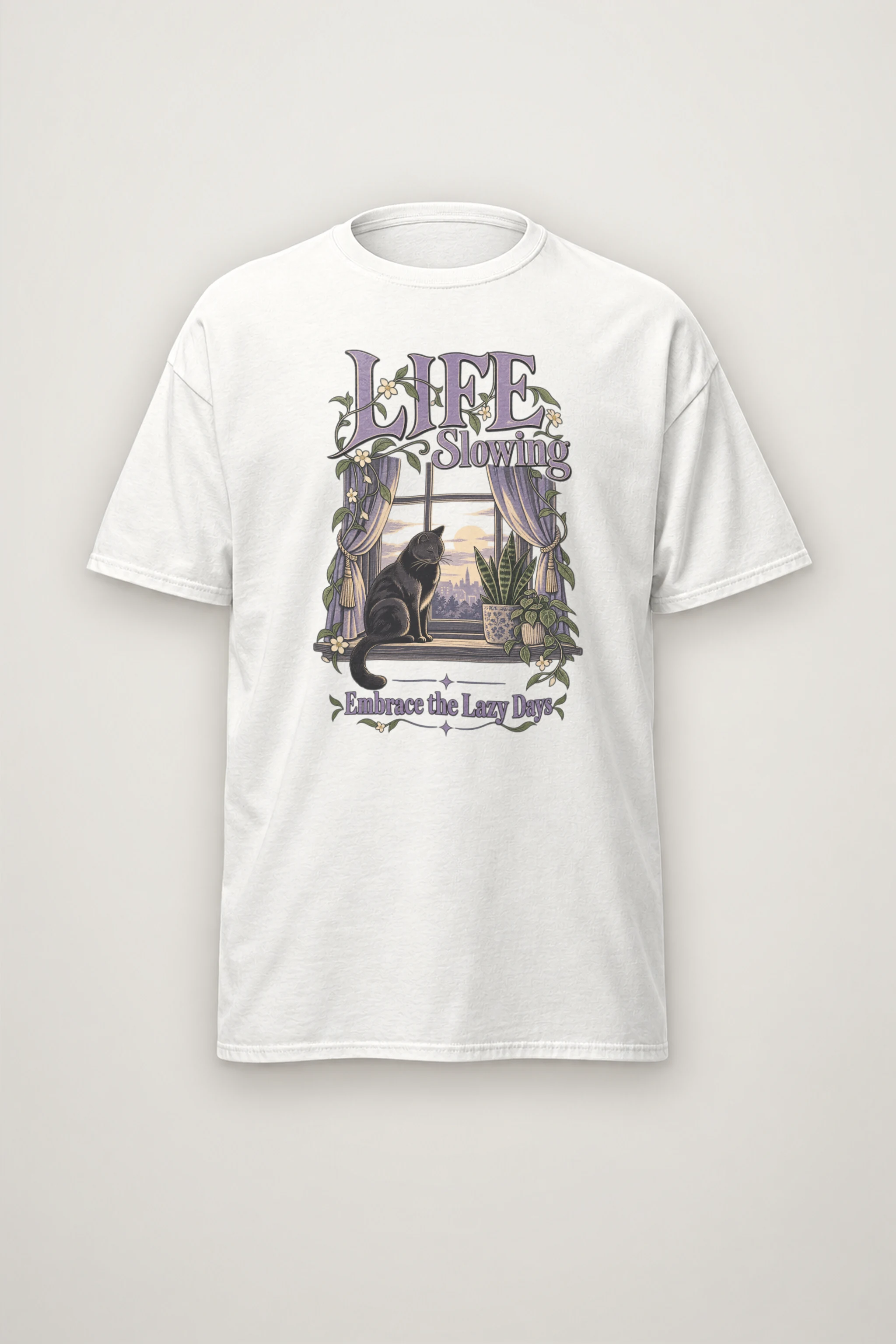 "Embrace Lazy Days" Heavyweight Unisex Crewneck T-shirt