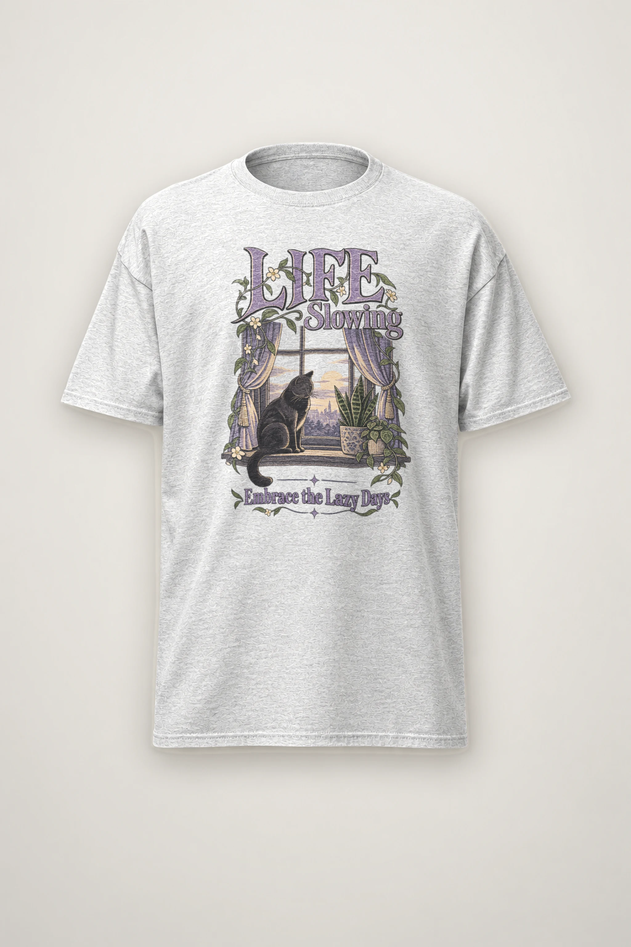 "Embrace Lazy Days" Heavyweight Unisex Crewneck T-shirt