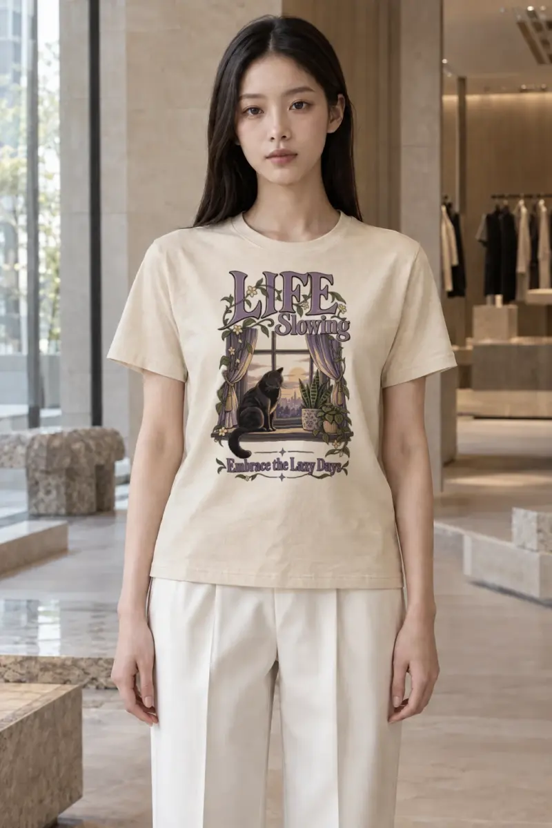 "Embrace Lazy Days" Heavyweight Unisex Crewneck T-shirt | Gildan 5000