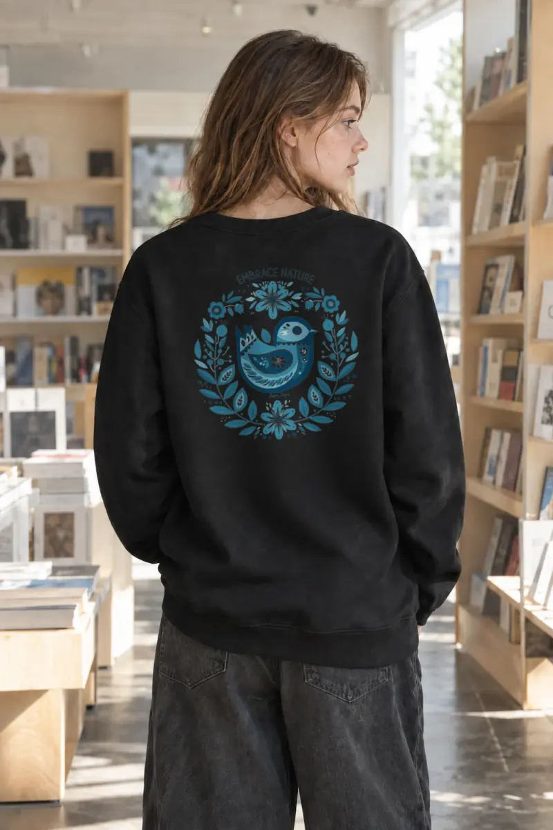 “Embrace Nature Bird” Heavy Blend Unisex Crewneck Sweatshirt | Gildan 18000
