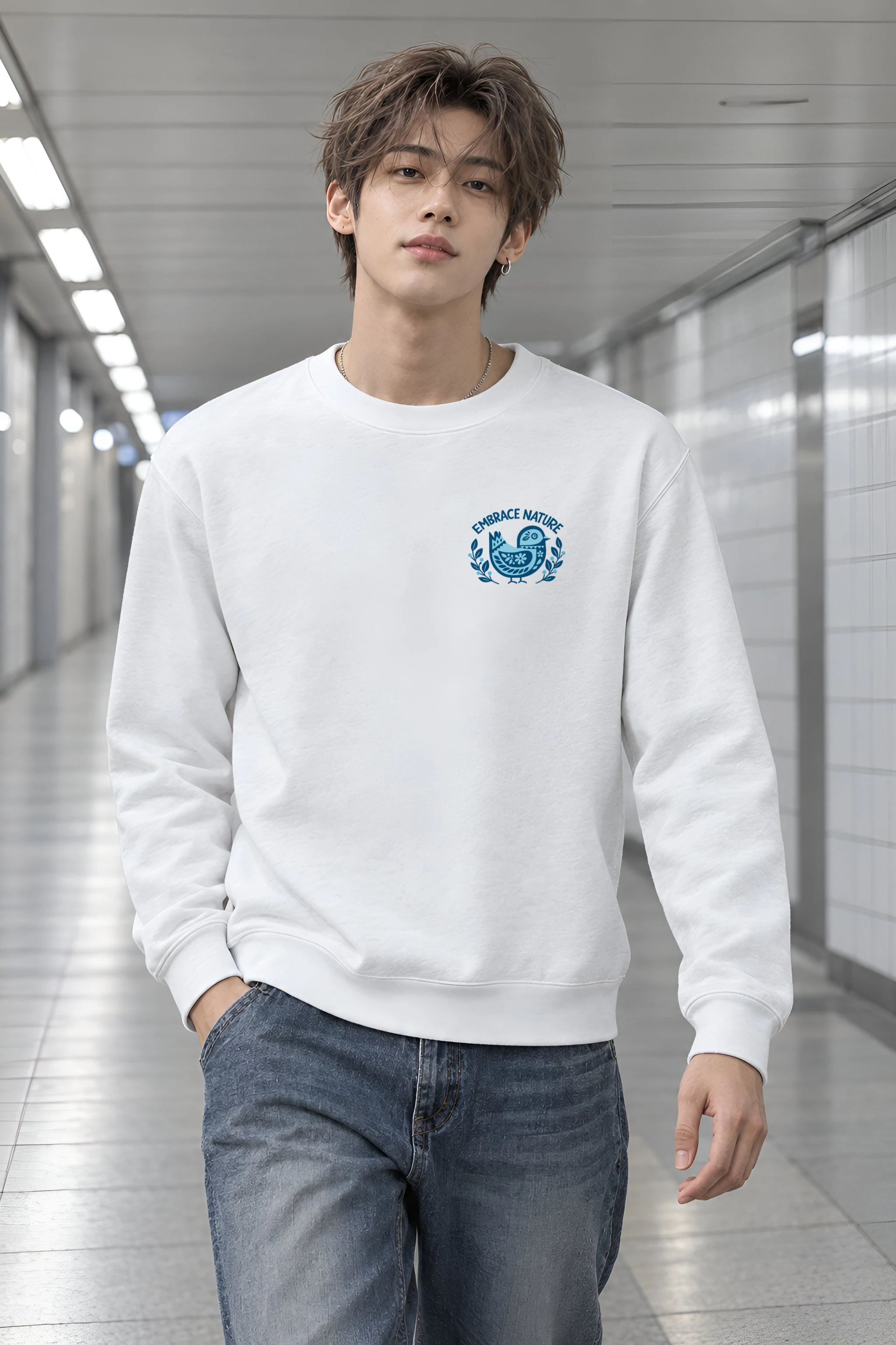 "Embrace Nature Bird" Heavy Blend Unisex Crewneck Sweatshirt