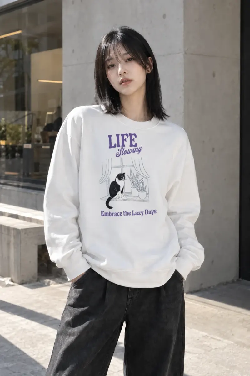 "Embrace The Lazy Days" Heavy Blend Unisex Crewneck Sweatshirt | Gildan 18000