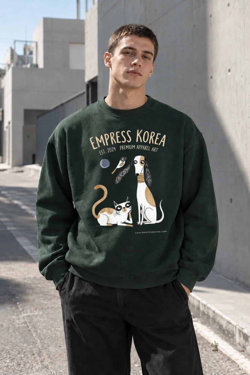 "Empress Korea Animal Crew" Heavy Blend Unisex Crewneck Sweatshirt | Gildan 18000