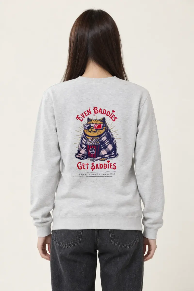 "Even Baddies Get Saddies" Heavy Blend Unisex Crewneck Sweatshirt