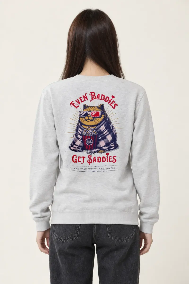 "Even Baddies Get Saddies" Heavy Blend Unisex Crewneck Sweatshirt