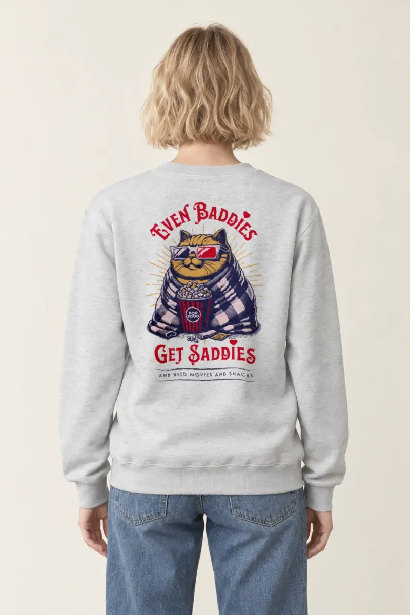 "Even Baddies Get Saddies" Heavy Blend Unisex Crewneck Sweatshirt | Gildan 18000