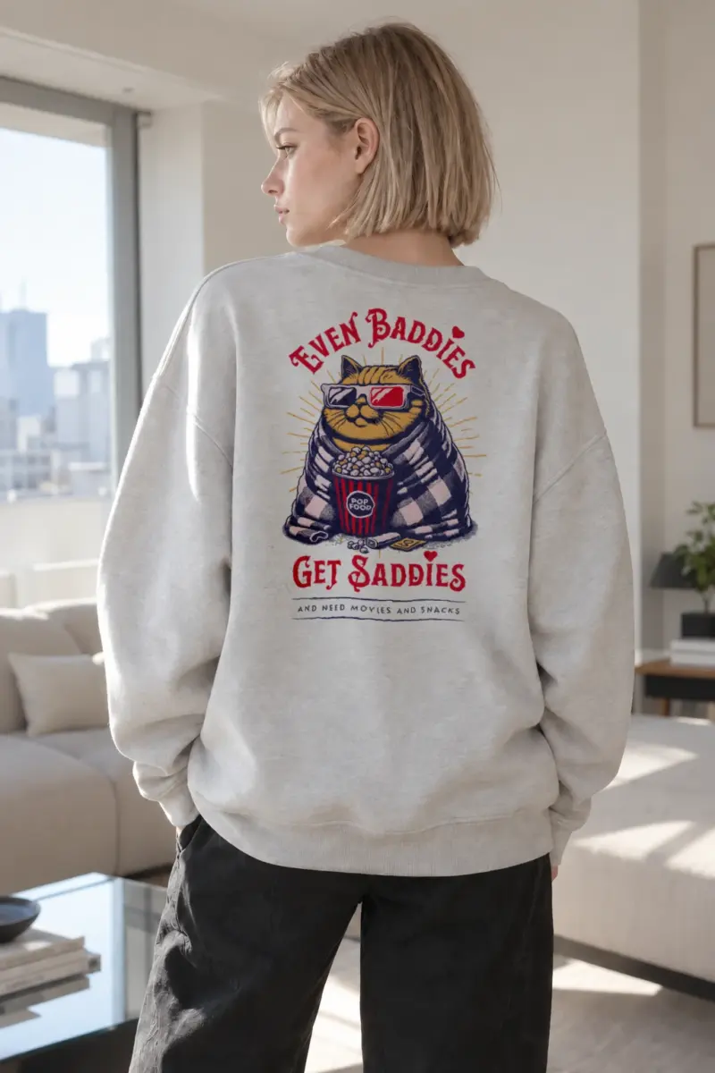 “Even Baddies Get Saddies” Heavy Blend Unisex Crewneck Sweatshirt | Gildan 18000