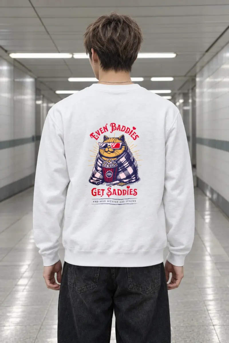 "Even Baddies Get Saddies" Heavy Blend Unisex Crewneck Sweatshirt