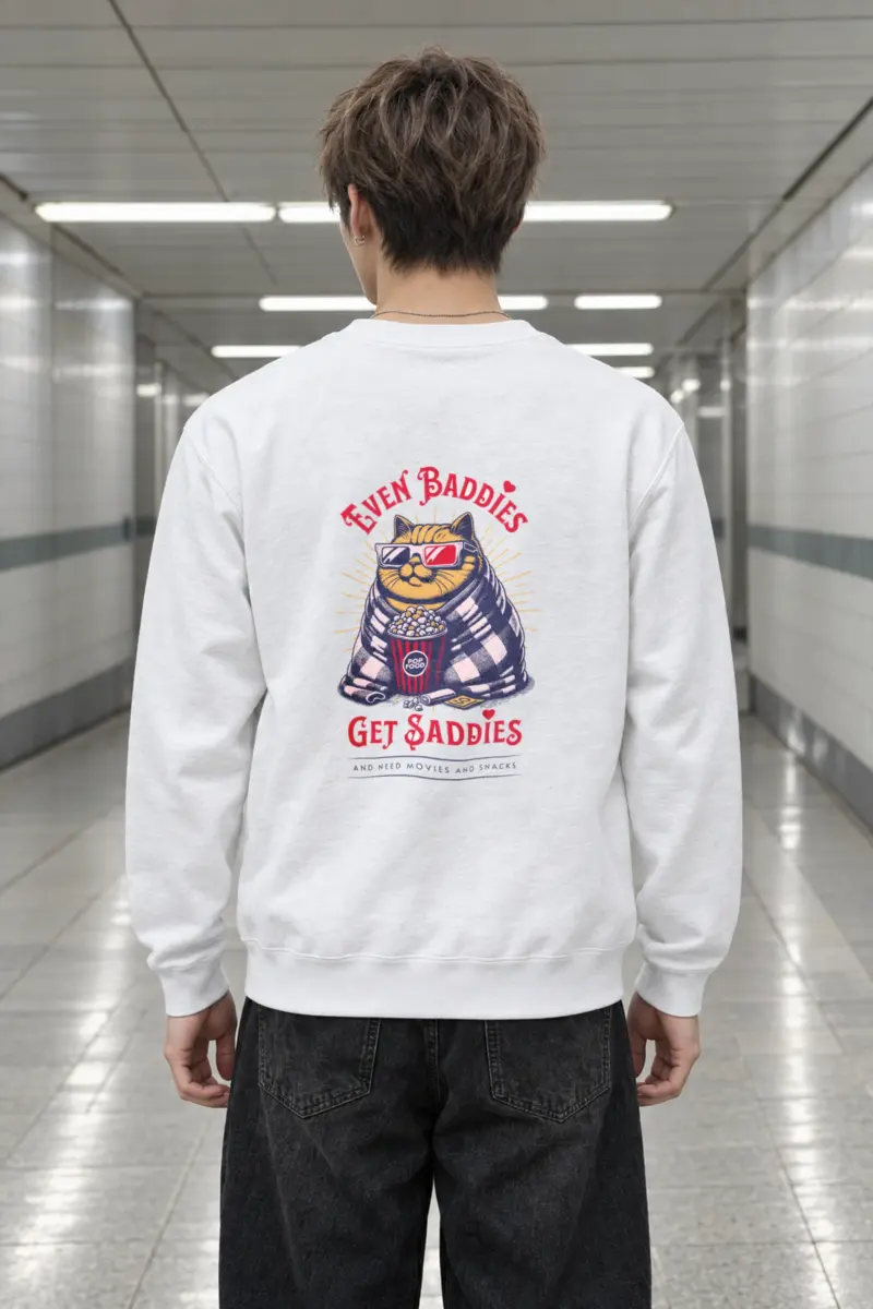 "Even Baddies Get Saddies" Heavy Blend Unisex Crewneck Sweatshirt