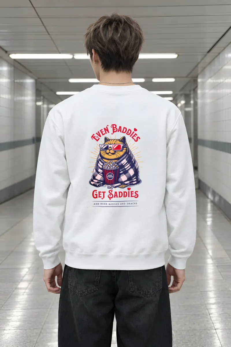 "Even Baddies Get Saddies" Heavy Blend Unisex Crewneck Sweatshirt