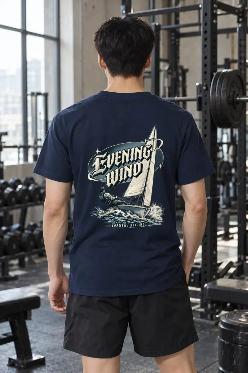 "Evening Wind Coastal Sailing" Heavyweight Unisex Crewneck T-shirt