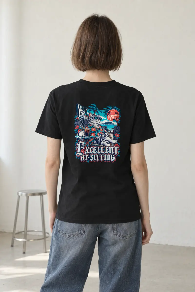 "Excellent At Sitting" Heavyweight Unisex Crewneck T-shirt