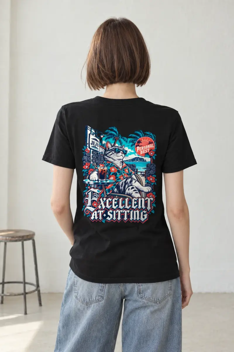 "Excellent At Sitting" Heavyweight Unisex Crewneck T-shirt