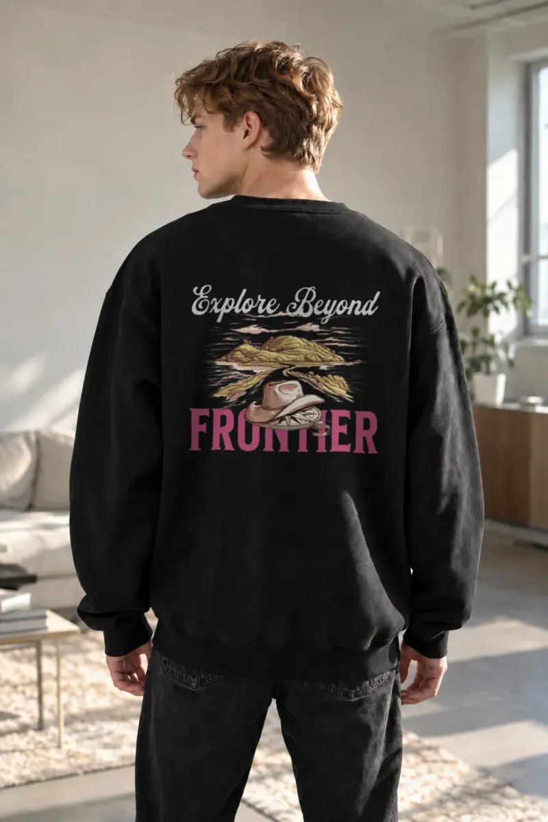 “Explore Beyond Frontier” Heavy Blend Unisex Crewneck Sweatshirt | Gildan 18000