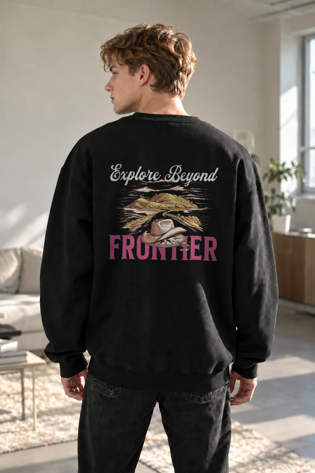 "Explore Beyond Frontier" Heavy Blend Unisex Crewneck Sweatshirt | Gildan 18000