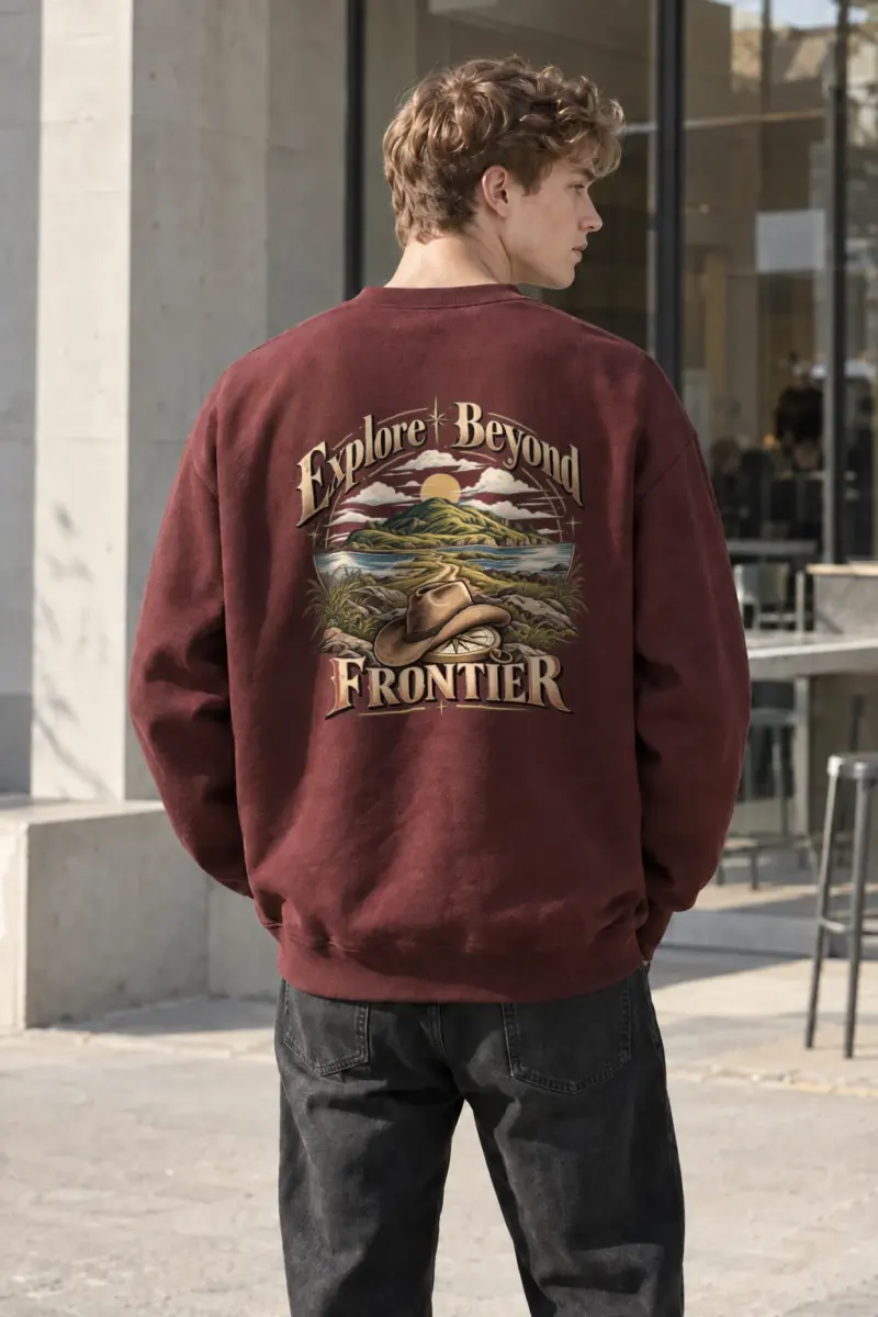 "Explore Beyond Frontier" Heavy Blend Unisex Crewneck Sweatshirt | Gildan 18000