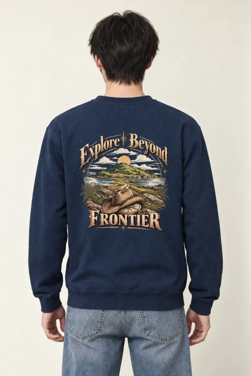 "Explore Beyond Frontier" Heavy Blend Unisex Crewneck Sweatshirt