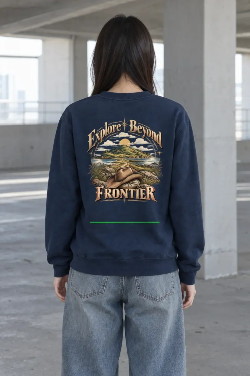 "Explore Beyond Frontier" Heavy Blend Unisex Crewneck Sweatshirt | Gildan 18000
