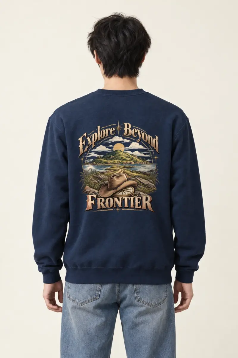 "Explore Beyond Frontier" Heavy Blend Unisex Crewneck Sweatshirt | Gildan 18000