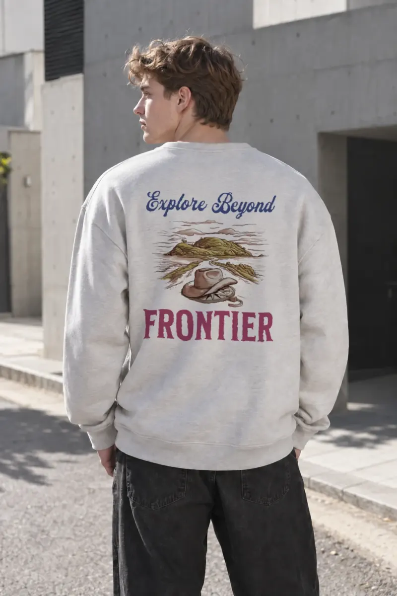 “Explore Beyond Frontier” Heavy Blend Unisex Crewneck Sweatshirt | Gildan 18000