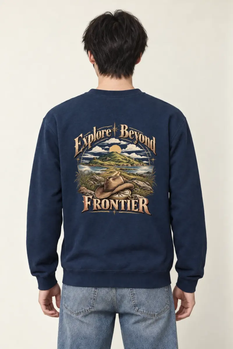 "Explore Beyond Frontier" Heavy Blend Unisex Crewneck Sweatshirt