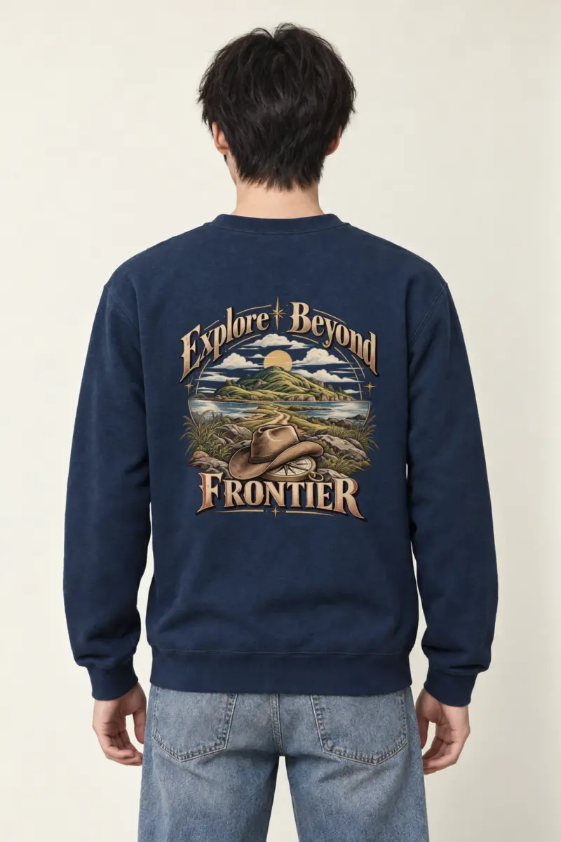 "Explore Beyond Frontier" Heavy Blend Unisex Crewneck Sweatshirt