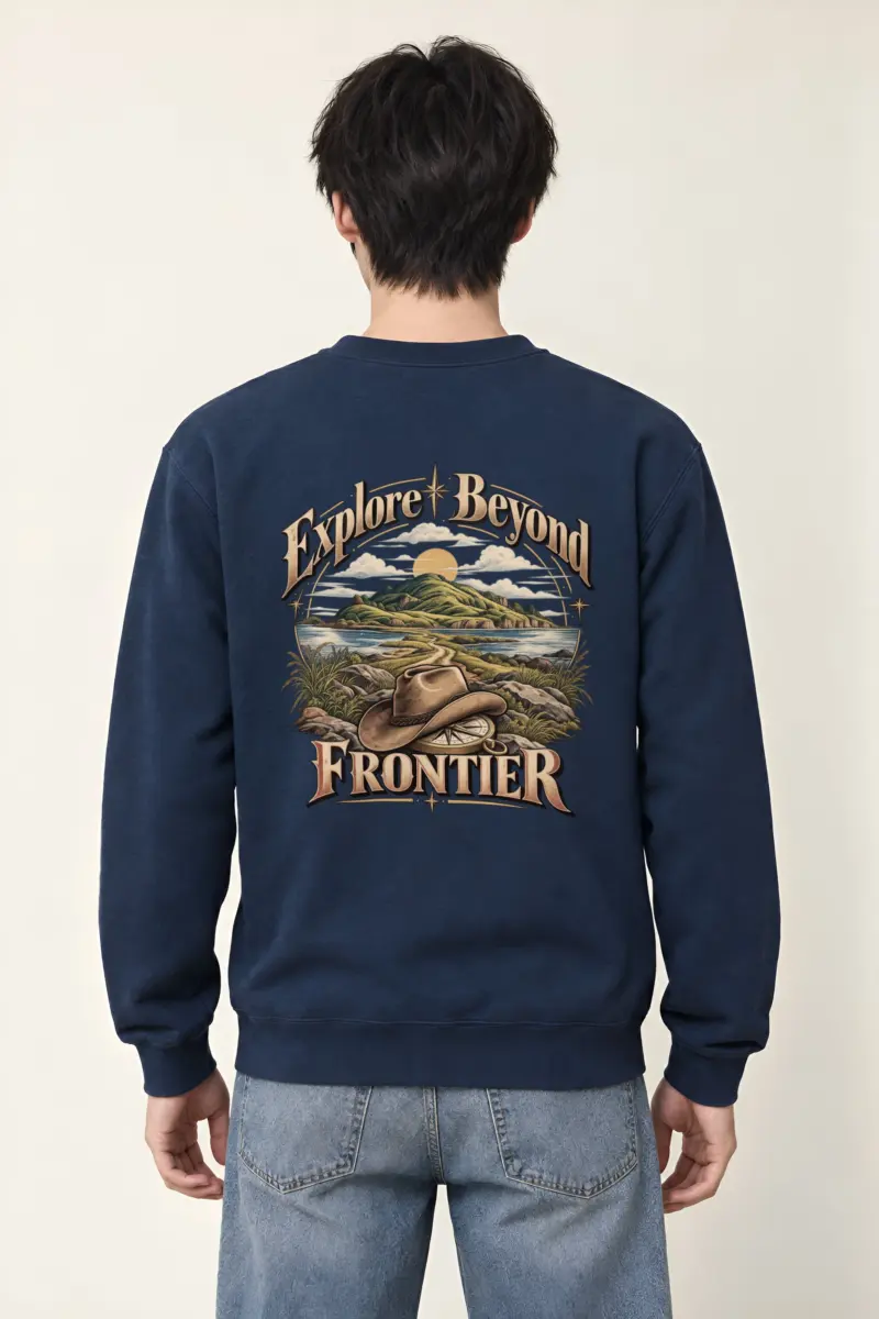 "Explore Beyond Frontier" Heavy Blend Unisex Crewneck Sweatshirt