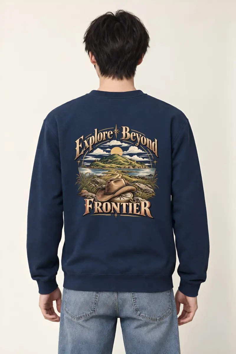 "Explore Beyond Frontier" Heavy Blend Unisex Crewneck Sweatshirt