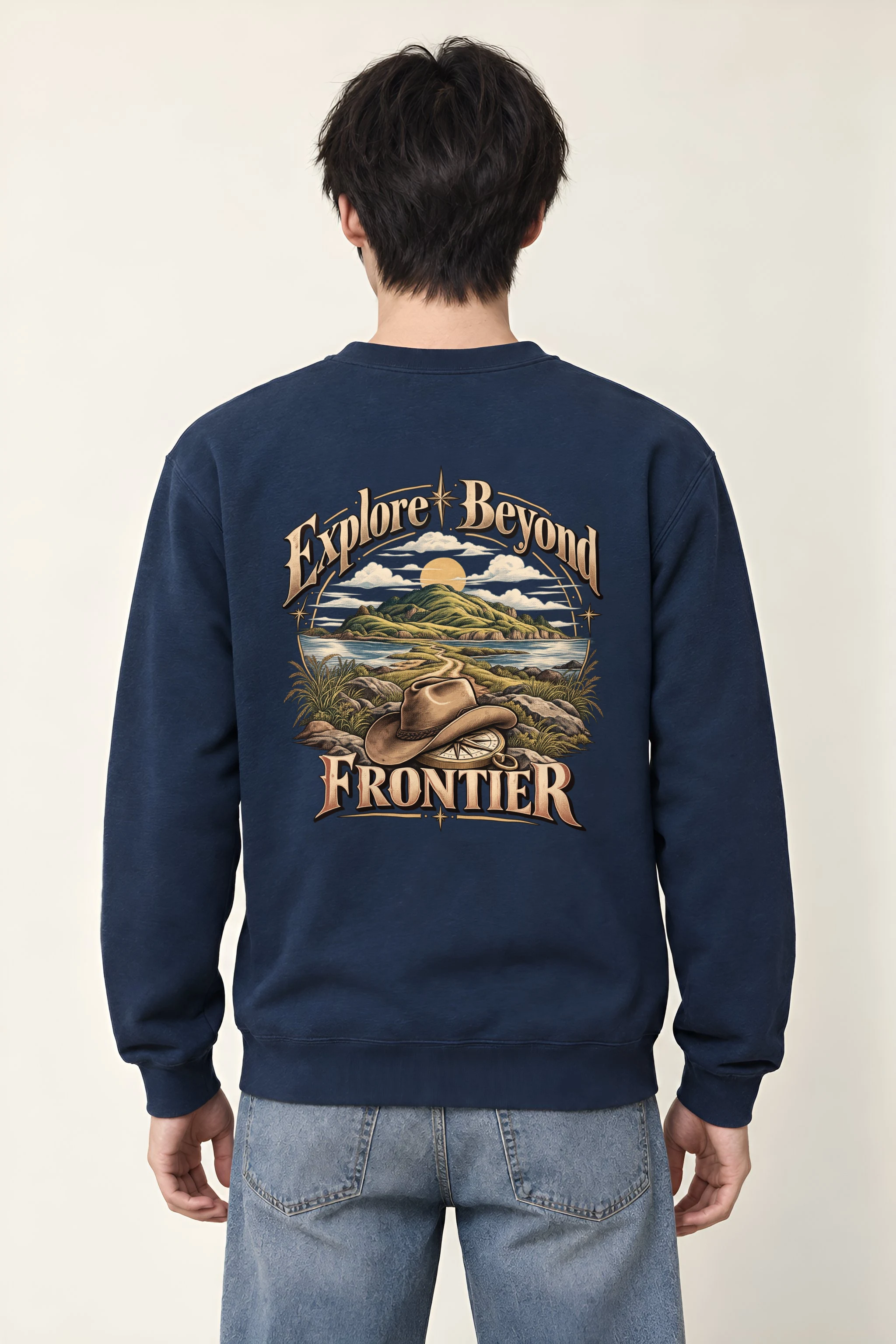 "Explore Beyond Frontier" Heavy Blend Unisex Crewneck Sweatshirt