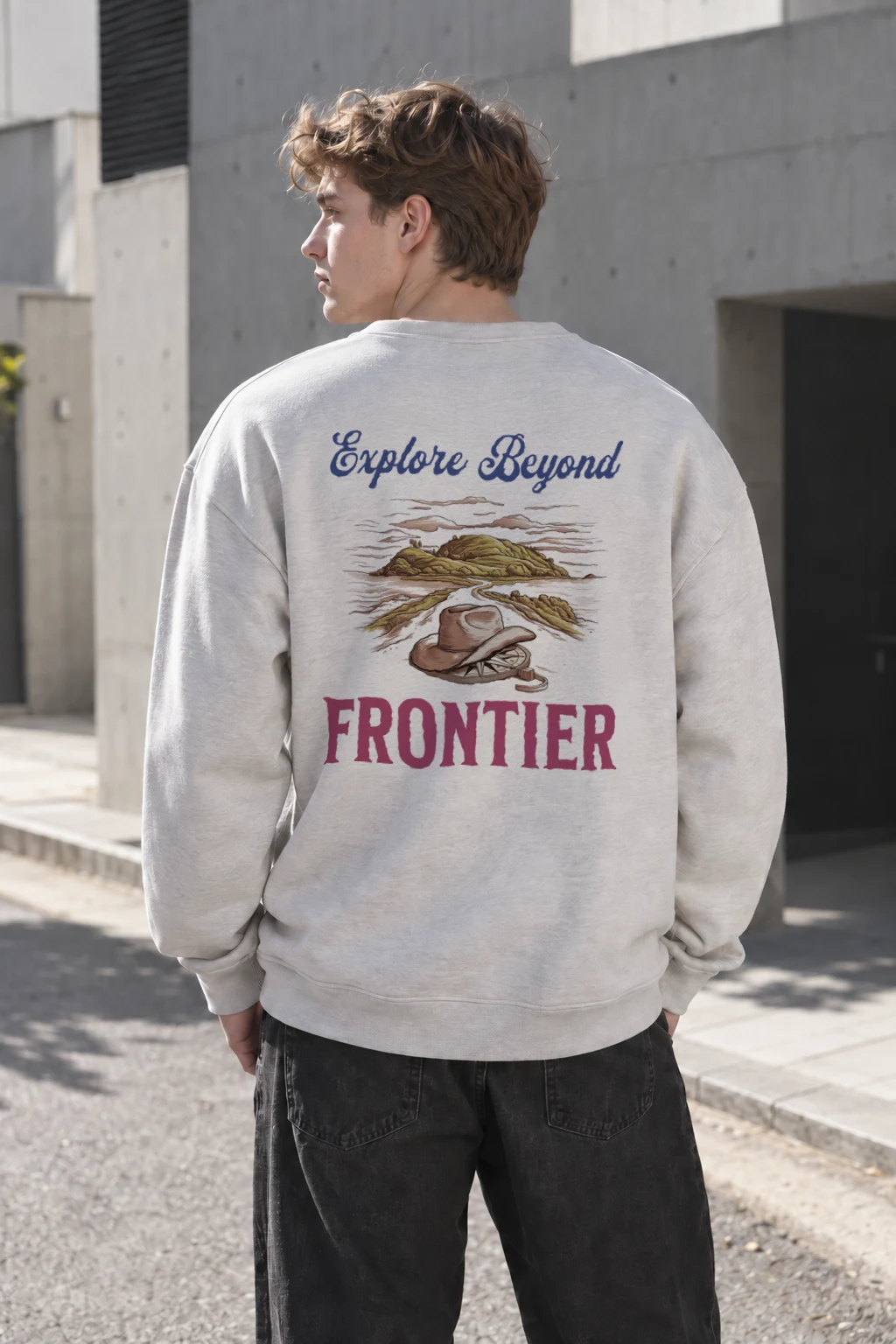 "Explore Beyond Frontier" Heavy Blend Unisex Crewneck Sweatshirt | Gildan 18000