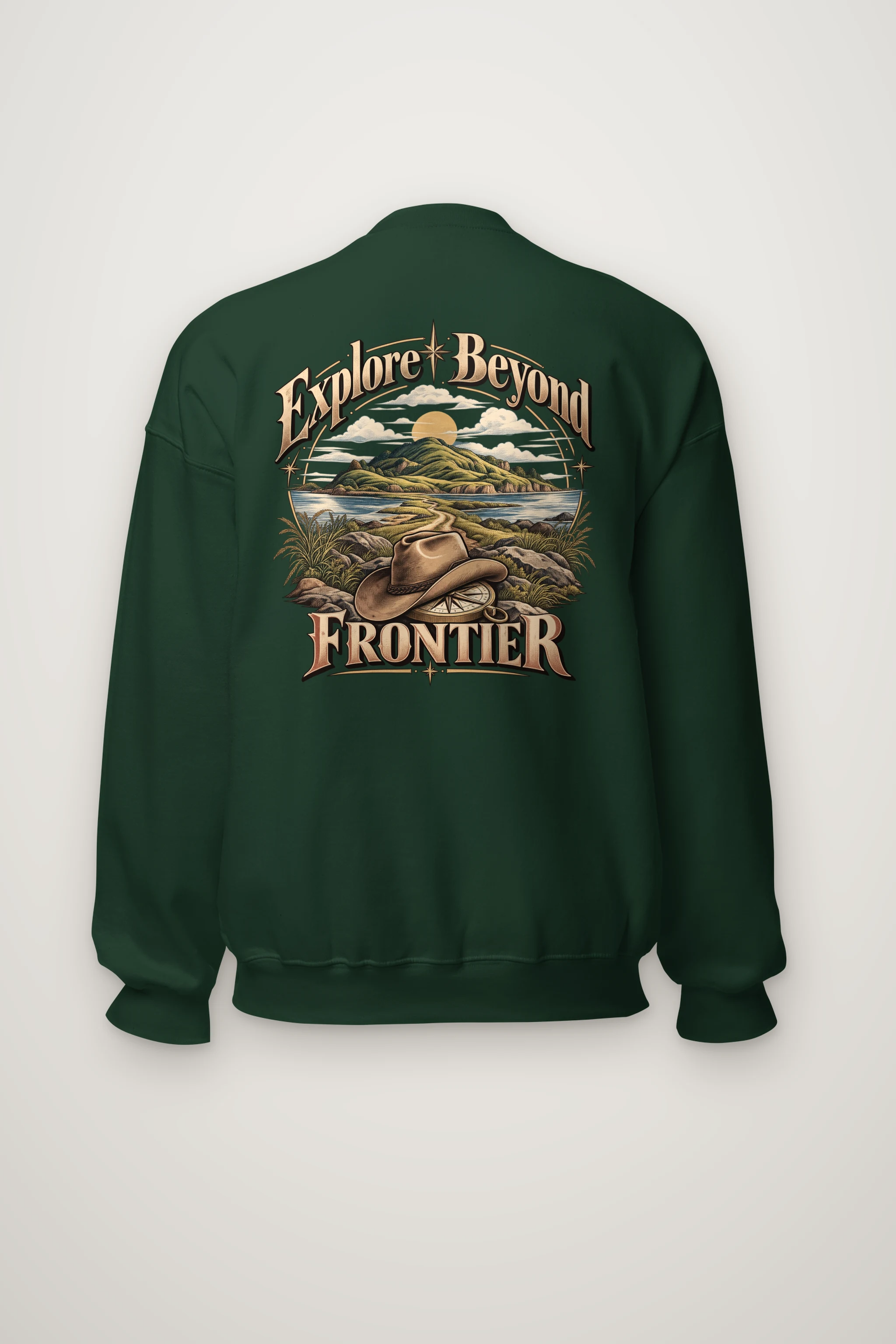 "Explore Beyond Frontier" Heavy Blend Unisex Crewneck Sweatshirt