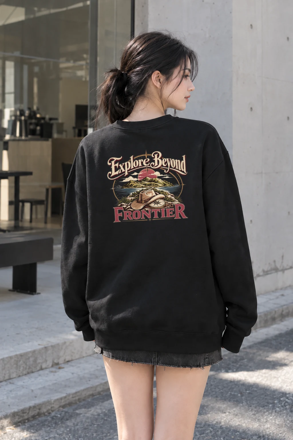 "Explore Beyond Frontier" Heavy Blend Unisex Crewneck Sweatshirt | Gildan 18000