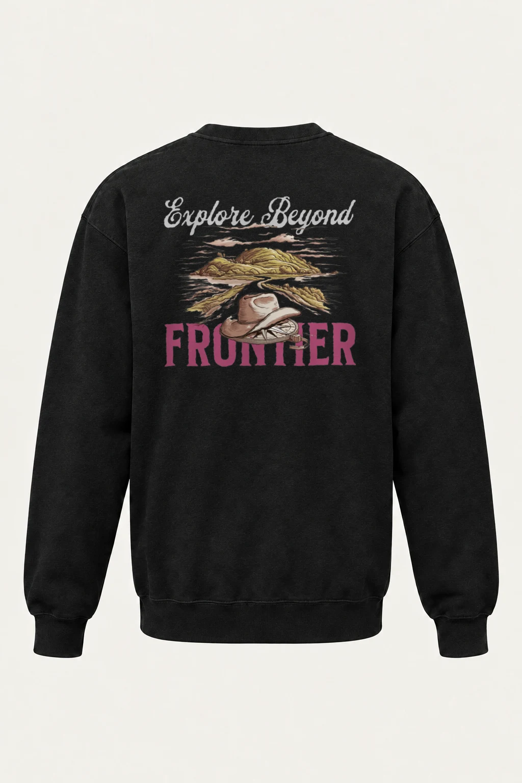 "Explore Beyond Frontier" Heavy Blend Unisex Crewneck Sweatshirt | Gildan 18000