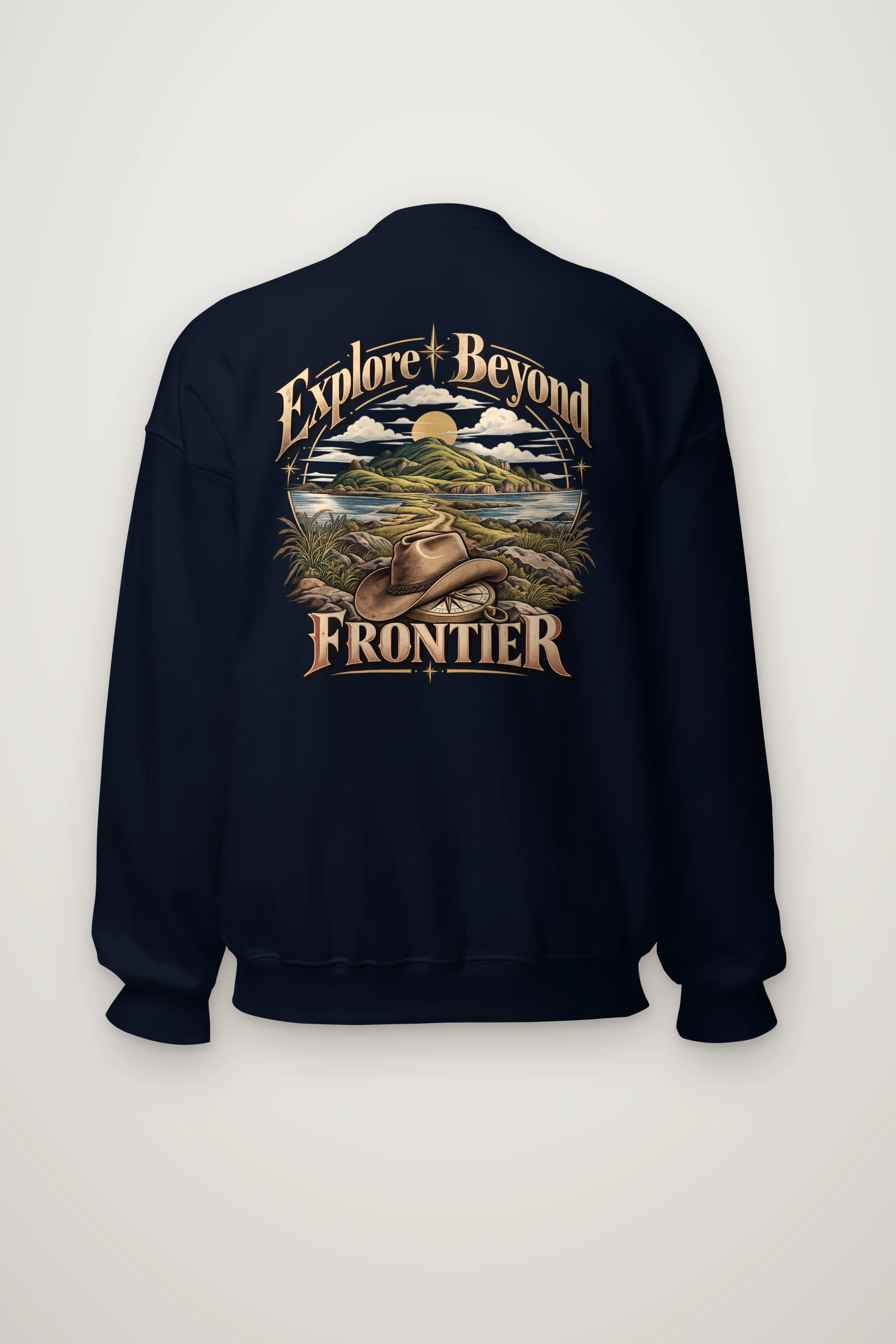 "Explore Beyond Frontier" Heavy Blend Unisex Crewneck Sweatshirt