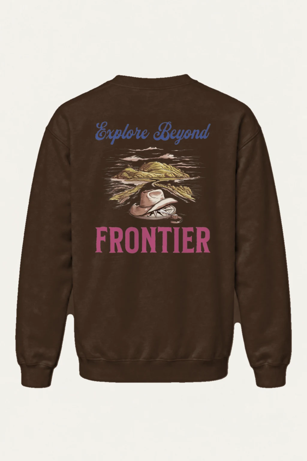 "Explore Beyond Frontier" Heavy Blend Unisex Crewneck Sweatshirt | Gildan 18000