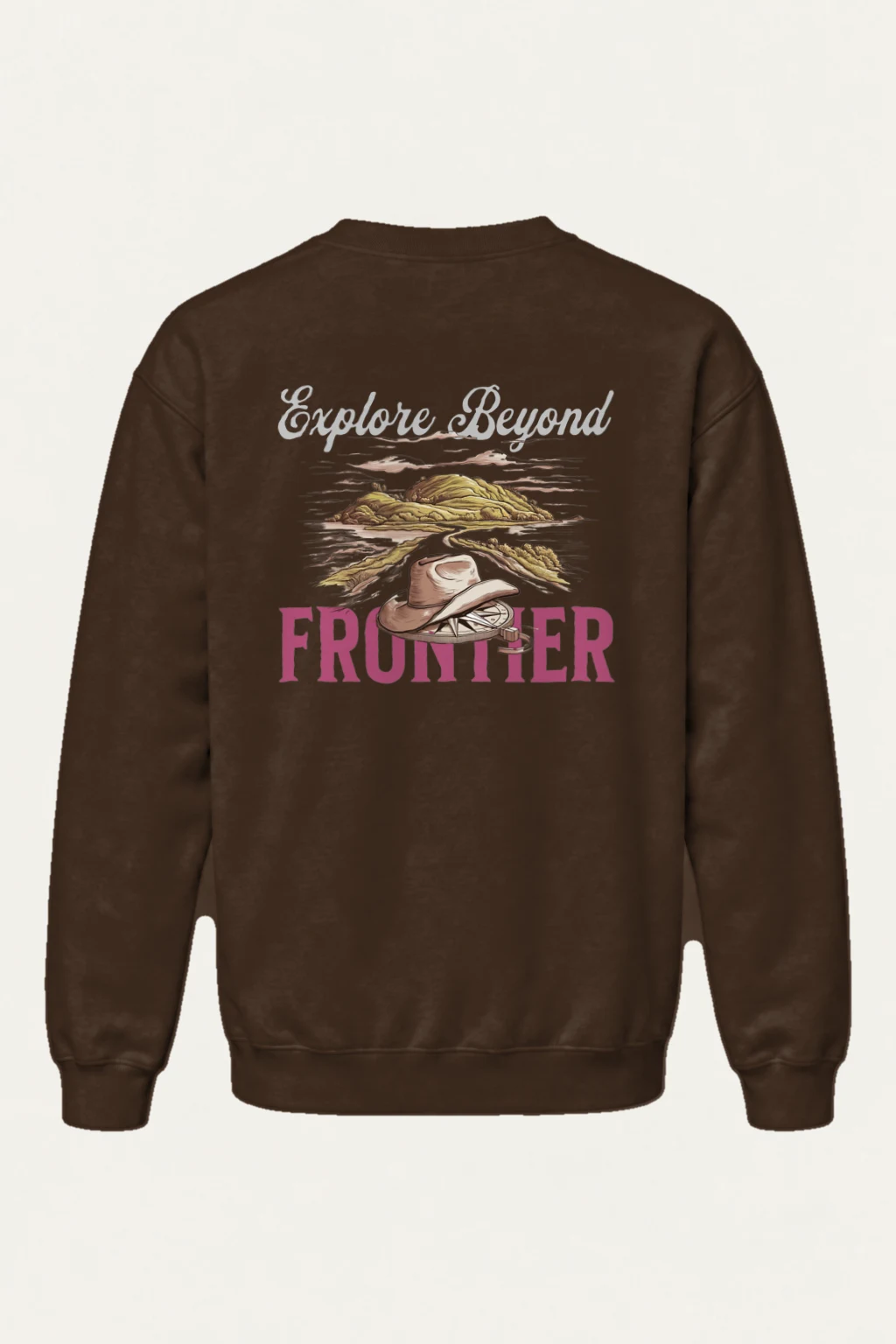 "Explore Beyond Frontier" Heavy Blend Unisex Crewneck Sweatshirt | Gildan 18000