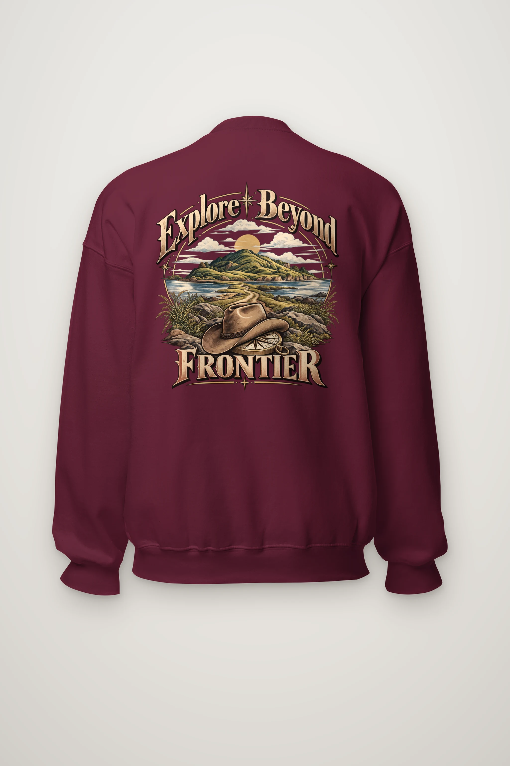 "Explore Beyond Frontier" Heavy Blend Unisex Crewneck Sweatshirt