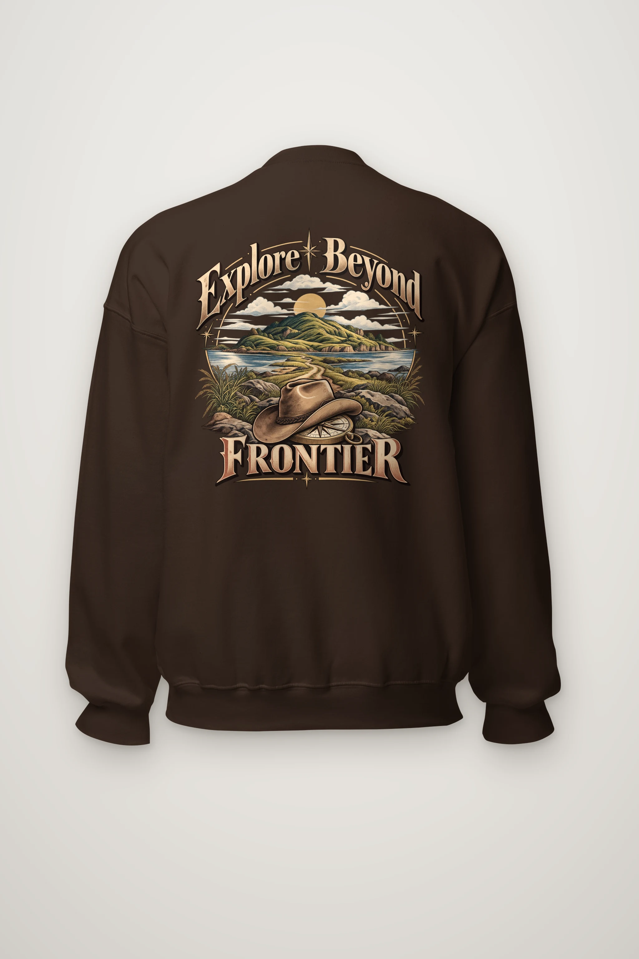 "Explore Beyond Frontier" Heavy Blend Unisex Crewneck Sweatshirt