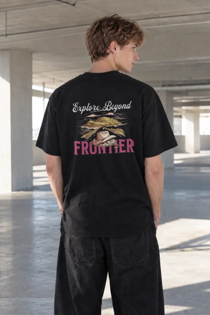 “Explore Beyond Frontier” Heavyweight Unisex Crewneck T-shirt | Gildan 5000