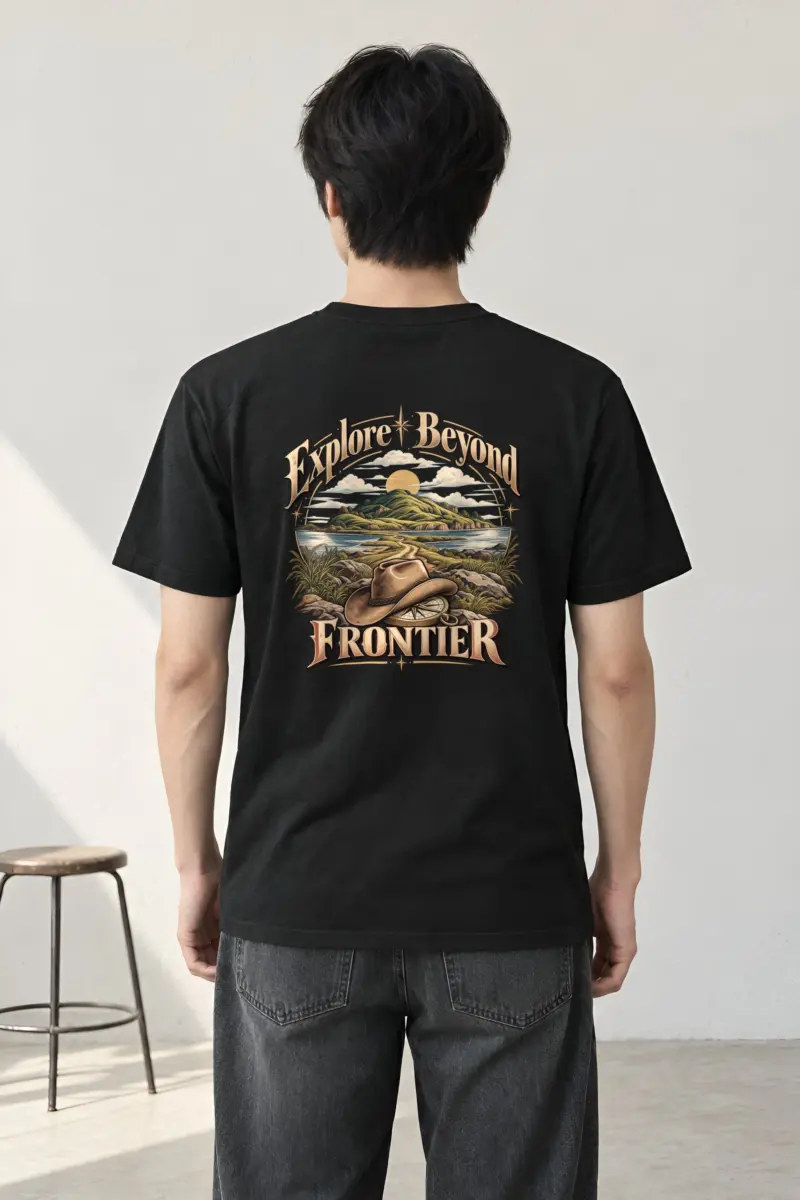"Explore Beyond Frontier" Heavyweight Unisex Crewneck T-shirt