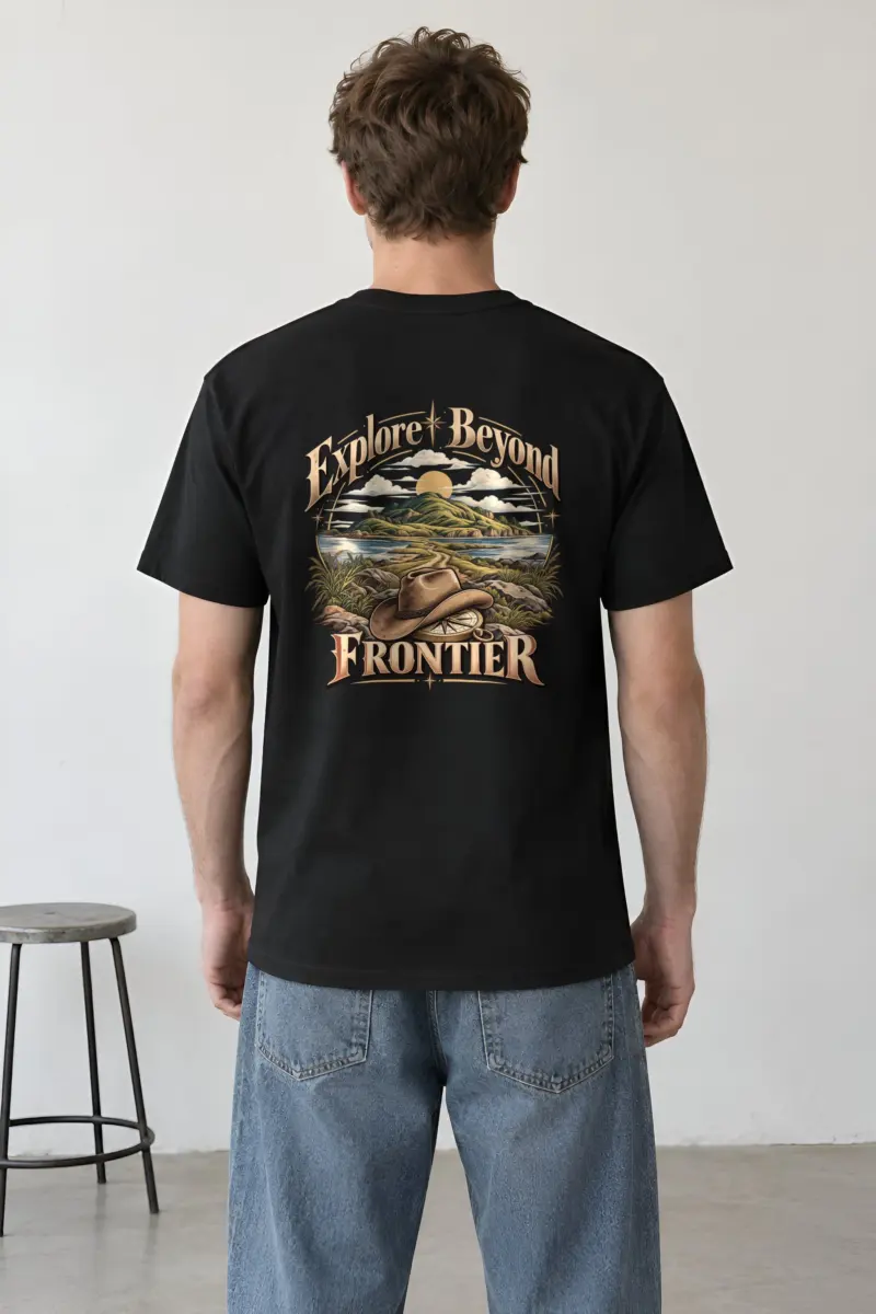 "Explore Beyond Frontier" Heavyweight Unisex Crewneck T-shirt