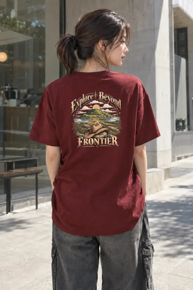 "Explore Beyond Frontier" Heavyweight Unisex Crewneck T-shirt | Gildan 5000
