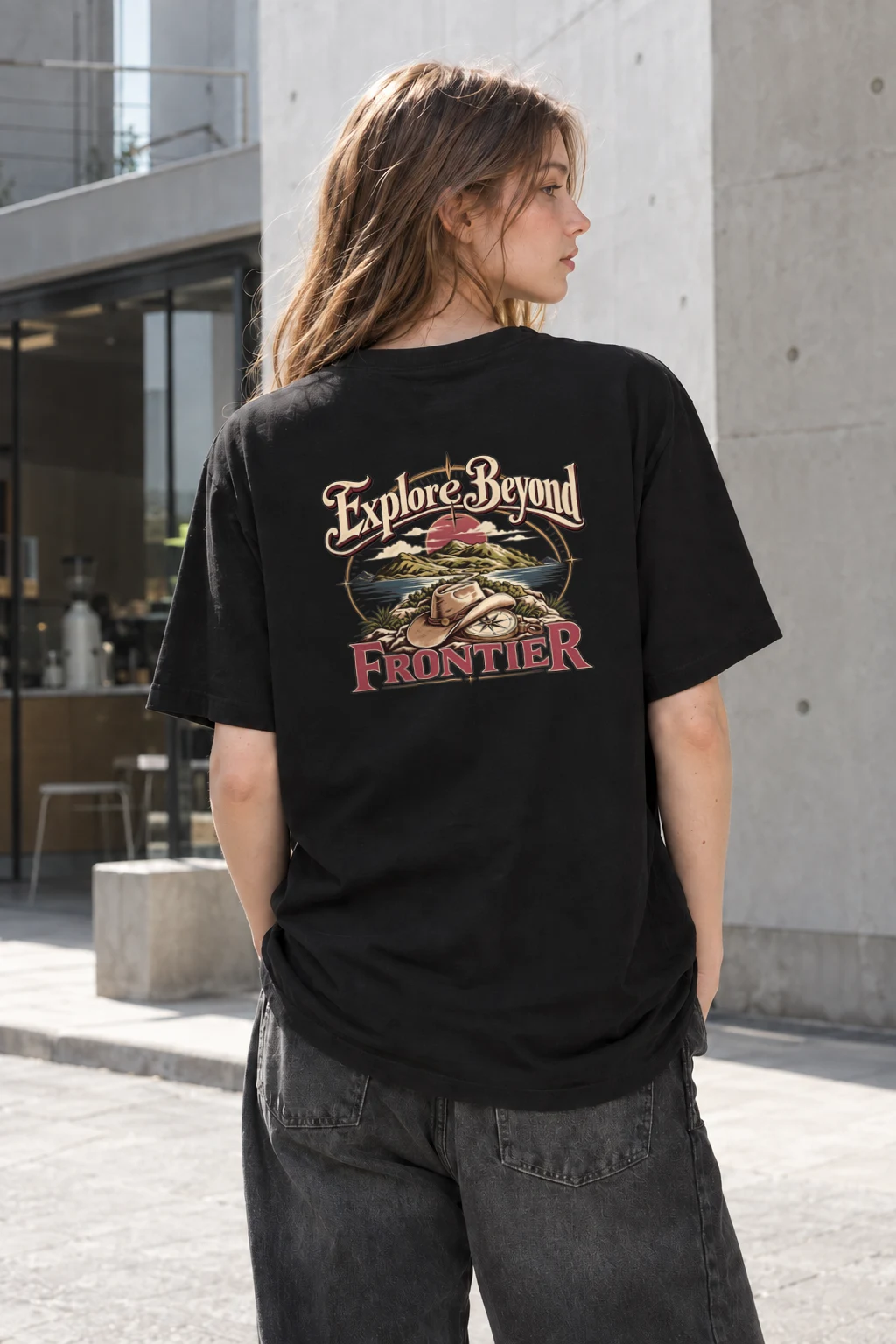 "Explore Beyond Frontier" Heavyweight Unisex Crewneck T-shirt | Gildan 5000