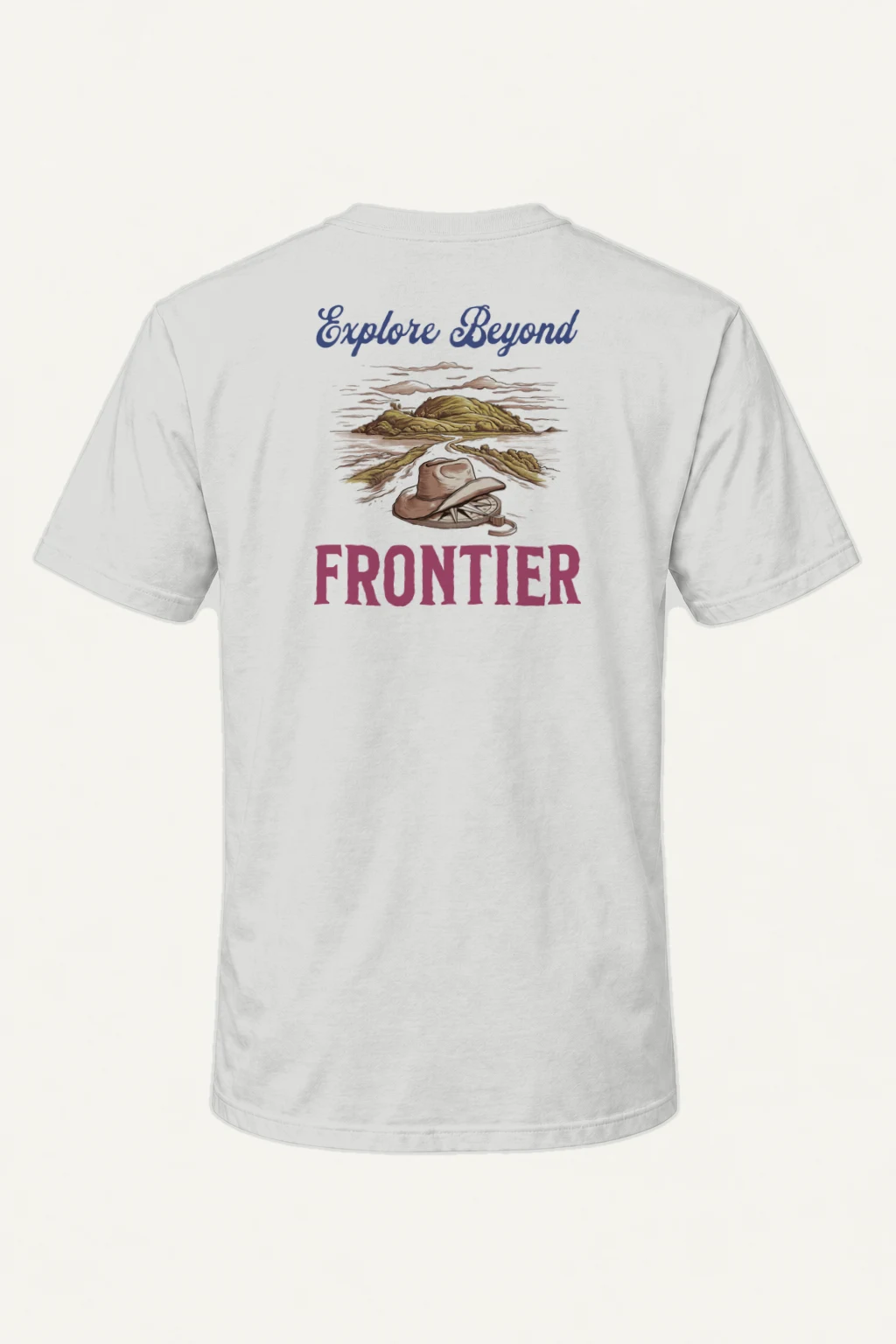 "Explore Beyond Frontier" Heavyweight Unisex Crewneck T-shirt | Gildan 5000