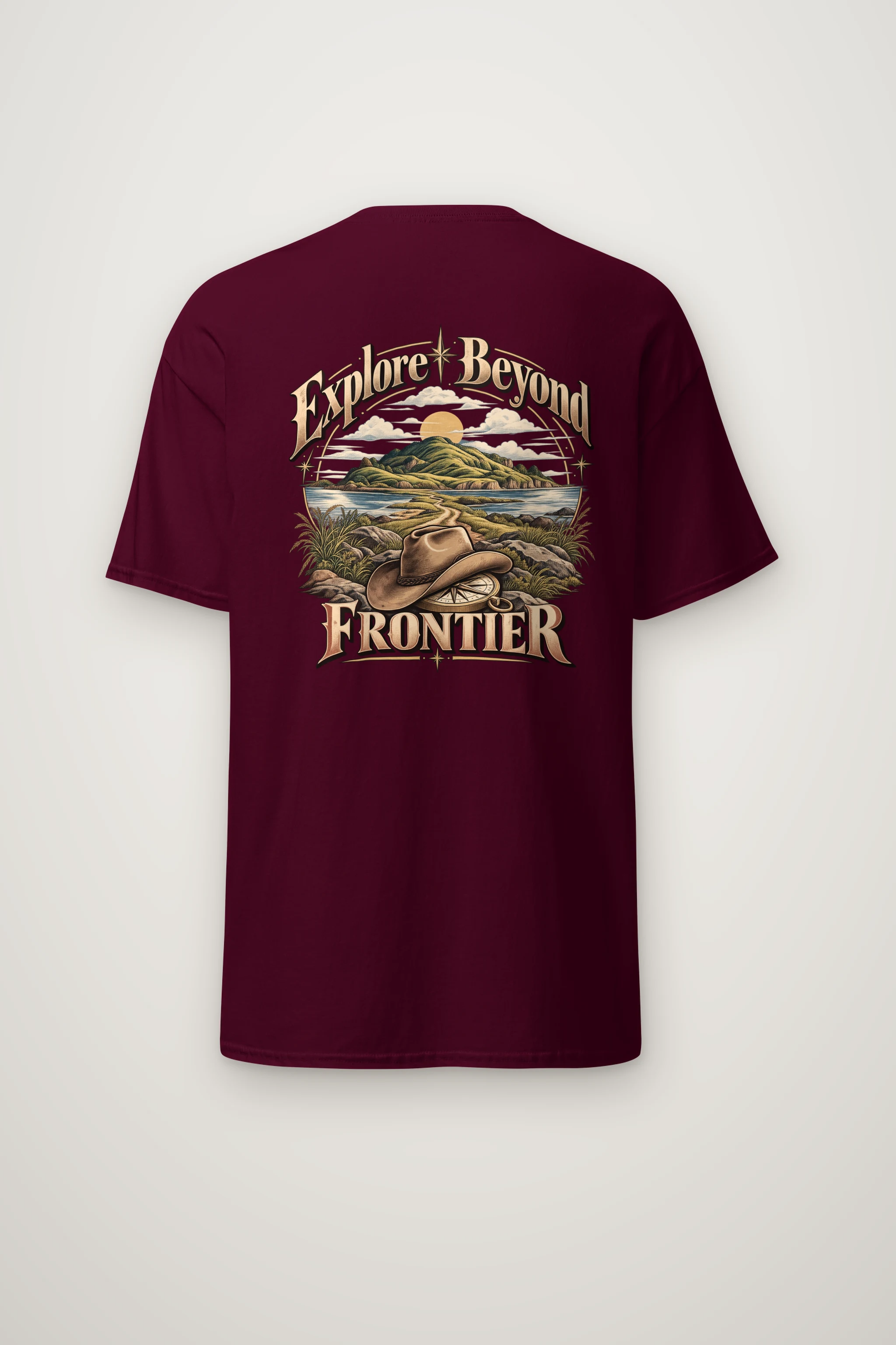 "Explore Beyond Frontier" Heavyweight Unisex Crewneck T-shirt