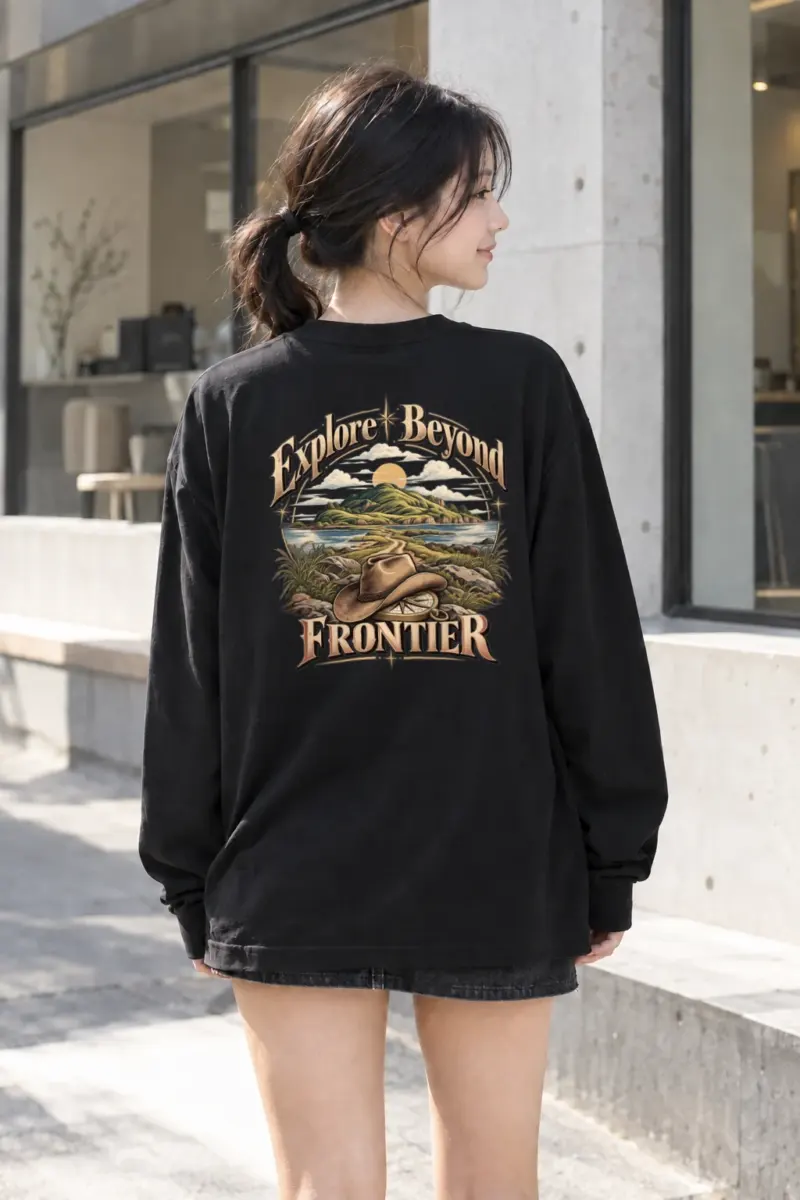 "Explore Beyond Frontier" Unisex Longsleeve T-shirt | Gildan 2400