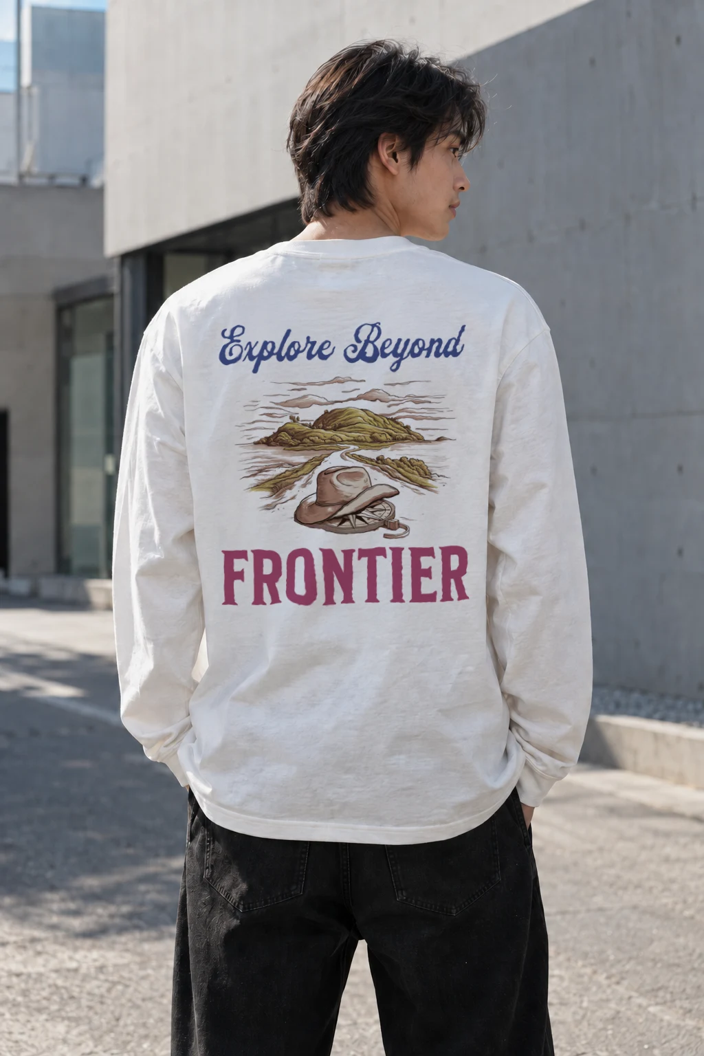 "Explore Beyond Frontier" Unisex Longsleeve T-shirt | Gildan 2400