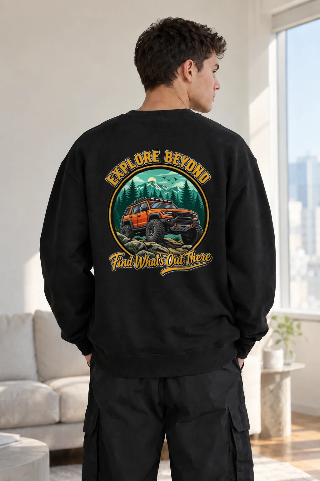 "Explore Beyond" Heavy Blend Unisex Crewneck Sweatshirt | Gildan 18000